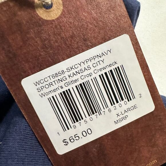 NWT Mitchell & Ness Kansas City Sporting Soccer Club Long Sleeve Crop Top - XL - Picture 4 of 8